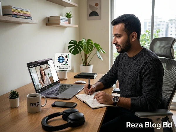 freelancing remote work client meeting online laptop